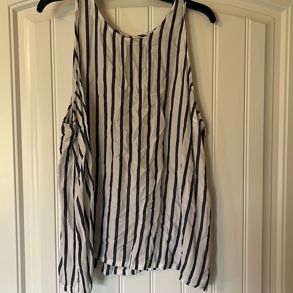 Blue & white striped tank